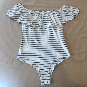 J. Crew striped white & black bodysuit in size S